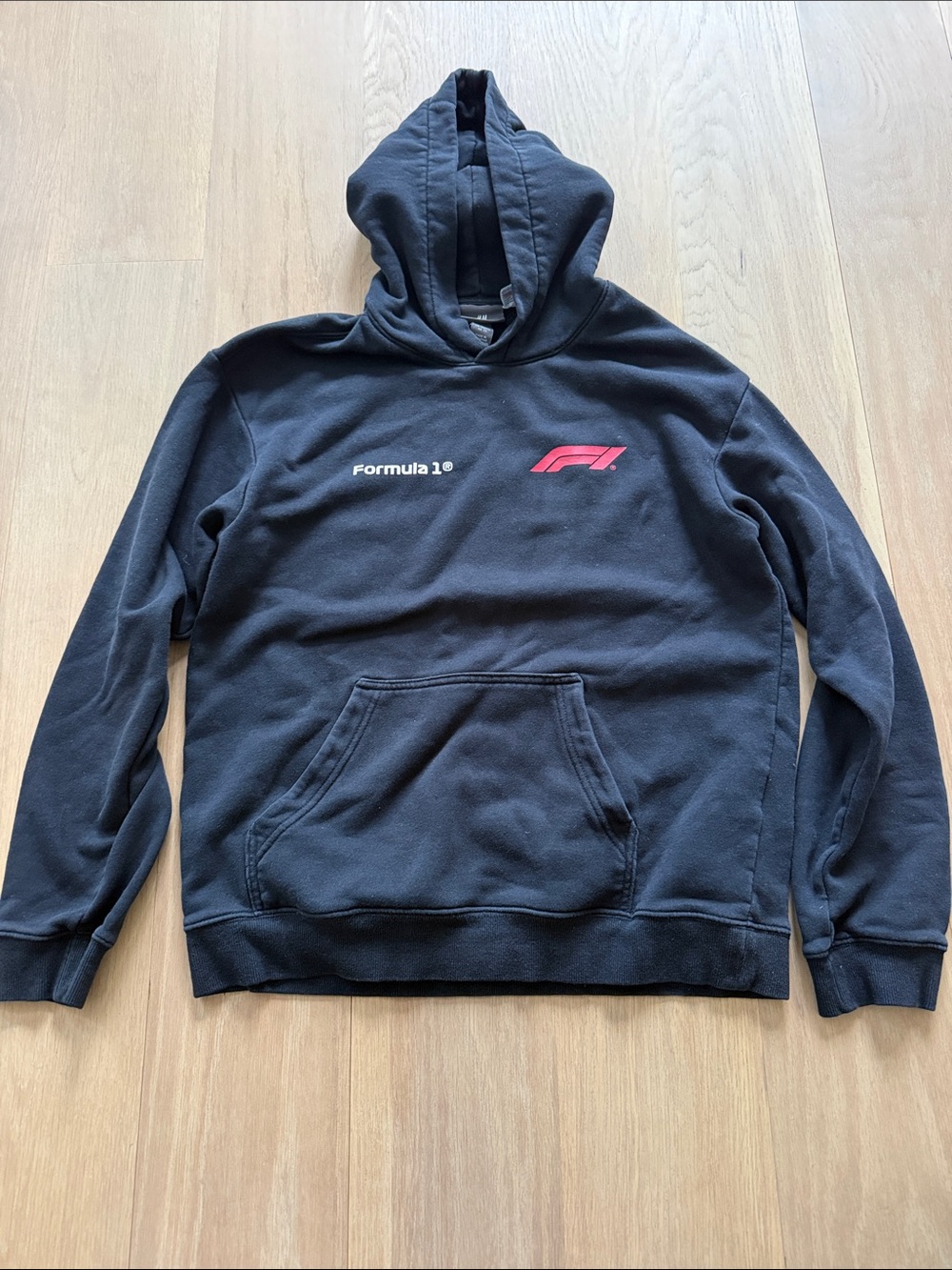 H&M Men's Black Hoodie with Pink Formula 1 Logo